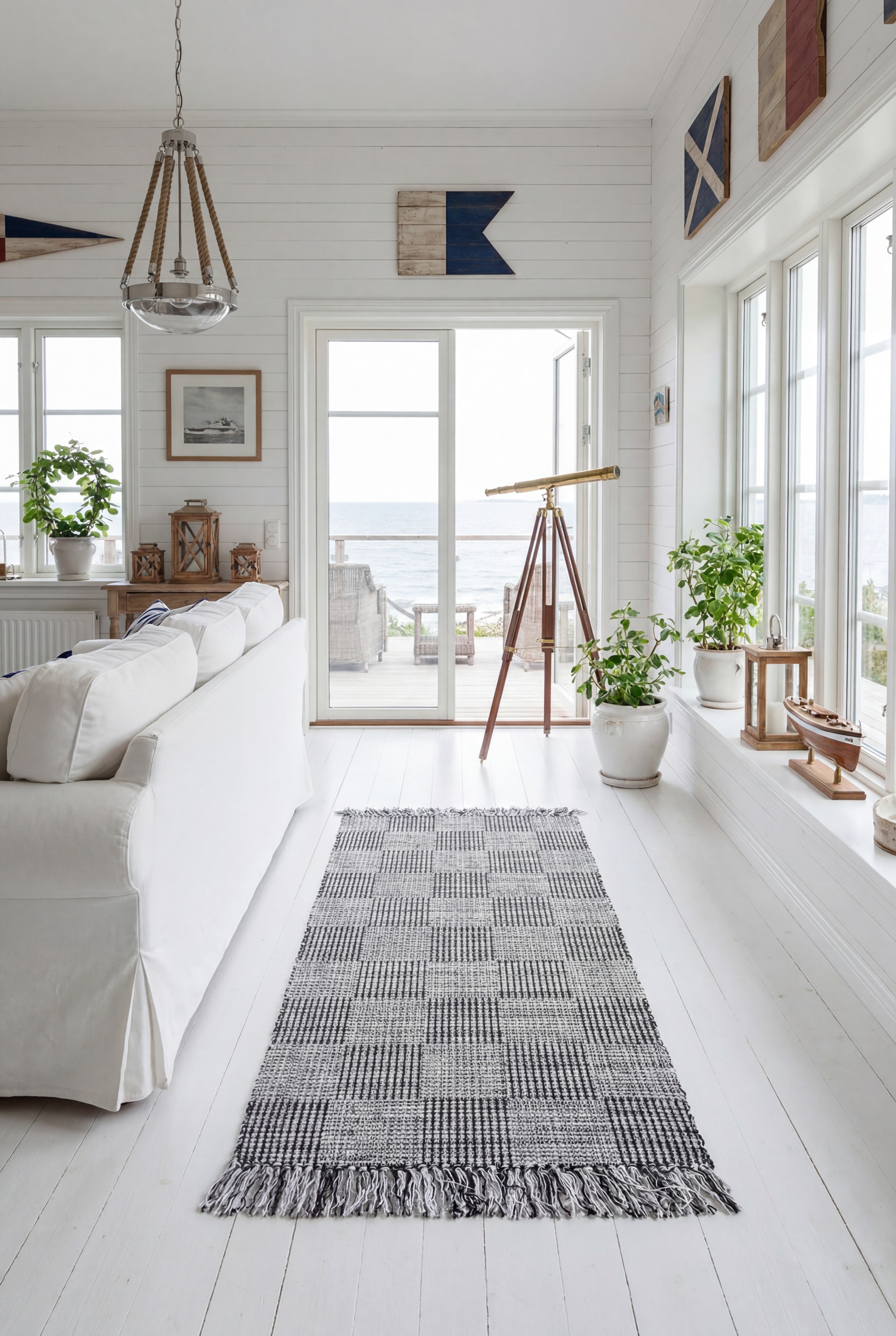 Garnmatta Bovall Svart-vit