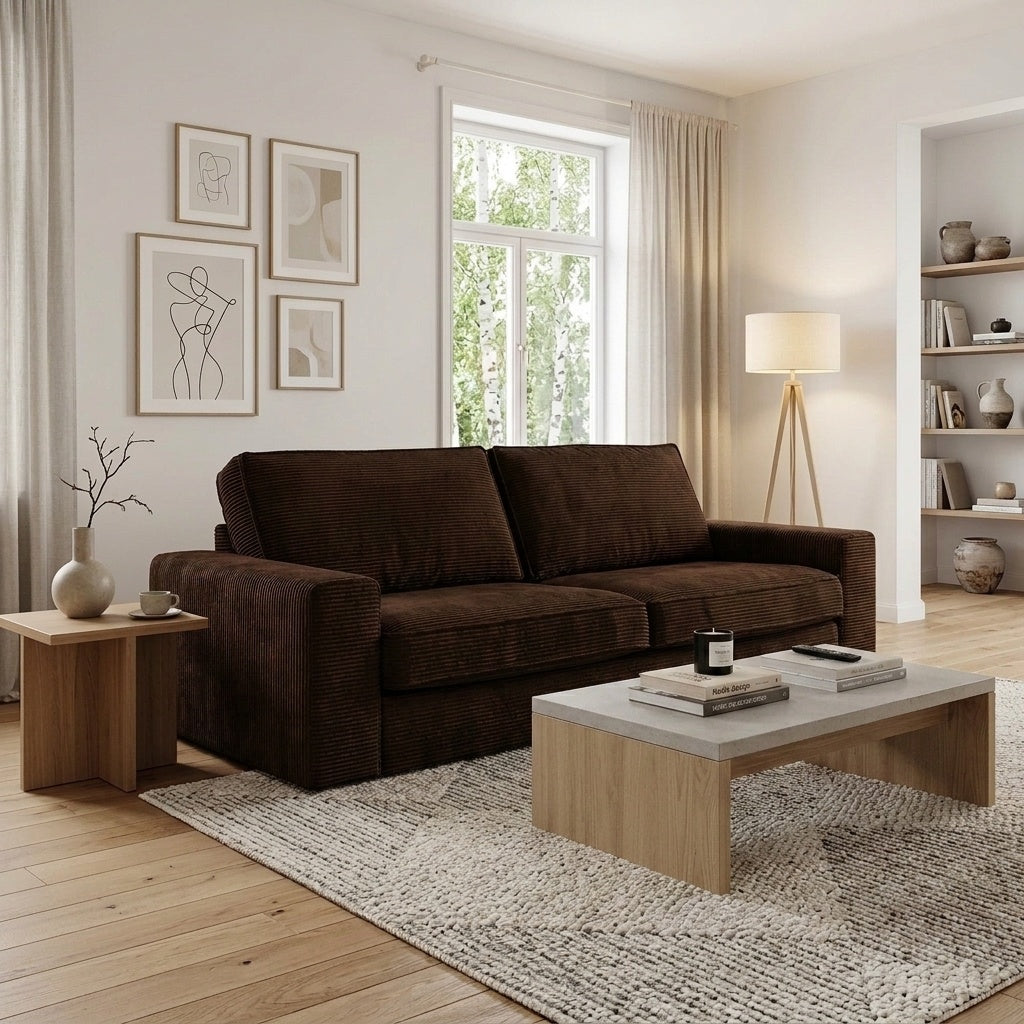Granlo 3-sitssoffa klädd i brun manchester — Softa Home