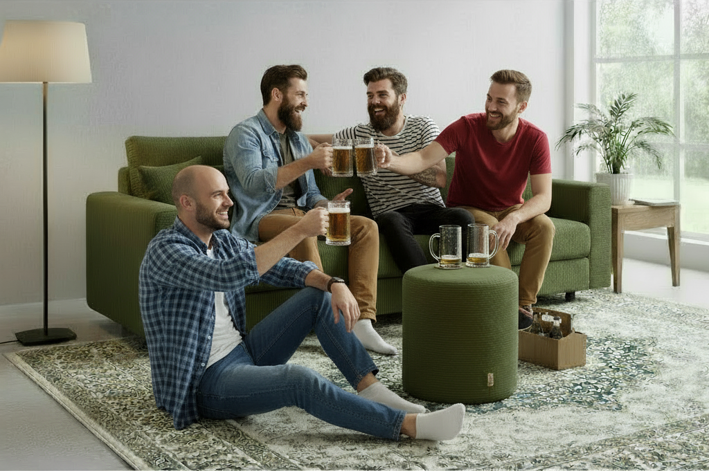 Grön manchesterklädd pall