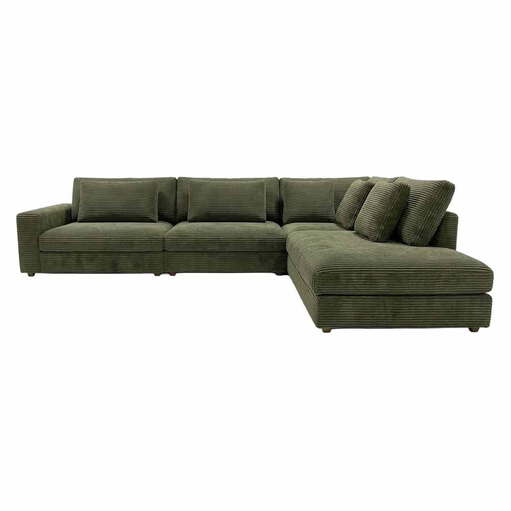 Grön Duved hörnsoffa klädd i Manchestertyg med memoryfoam