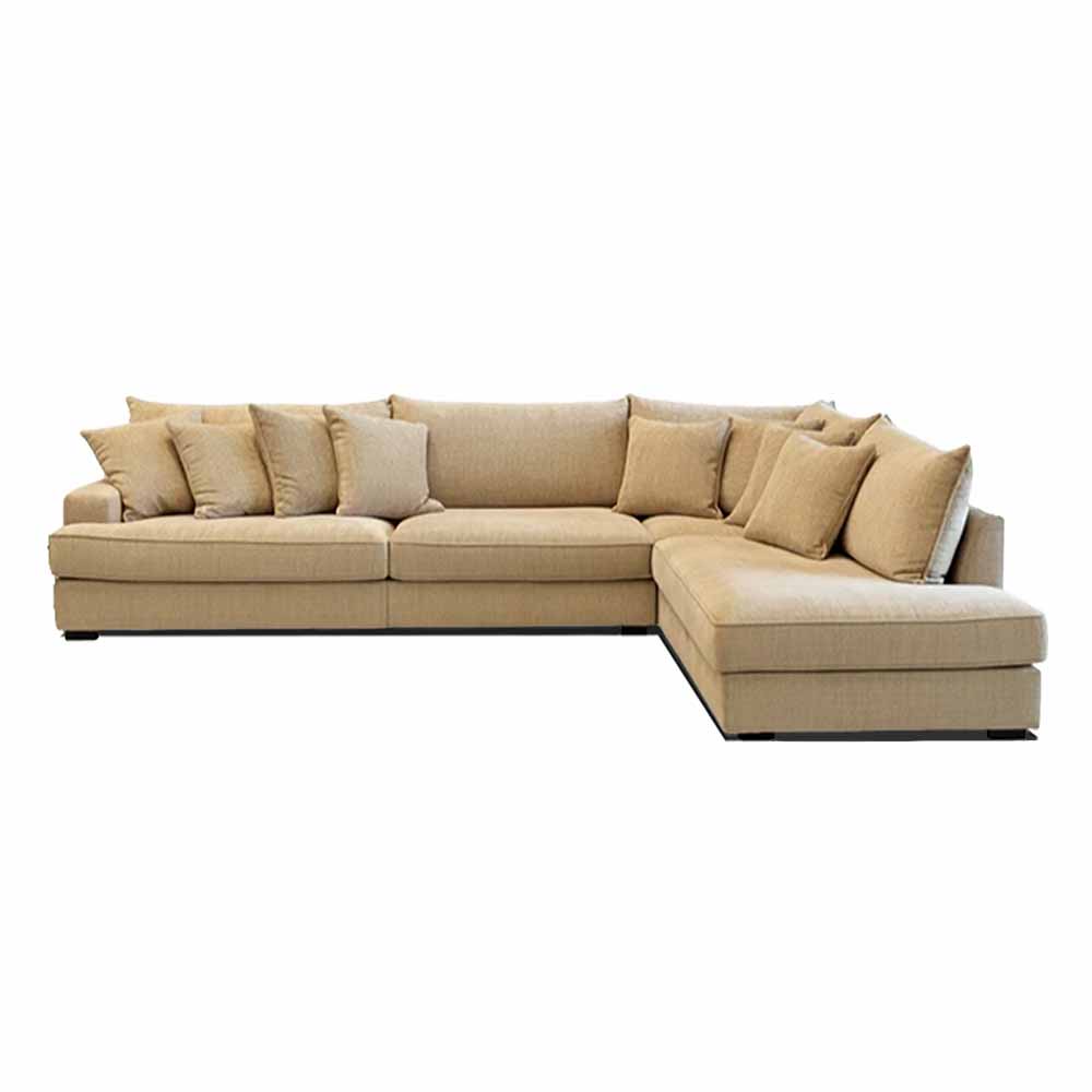 Rozzo hörnsoffa med divan i beige tyg - Softa Home