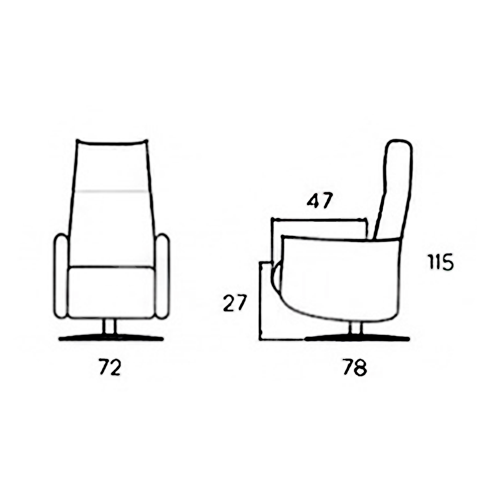 Degano reclinerfåtölj – sidovy