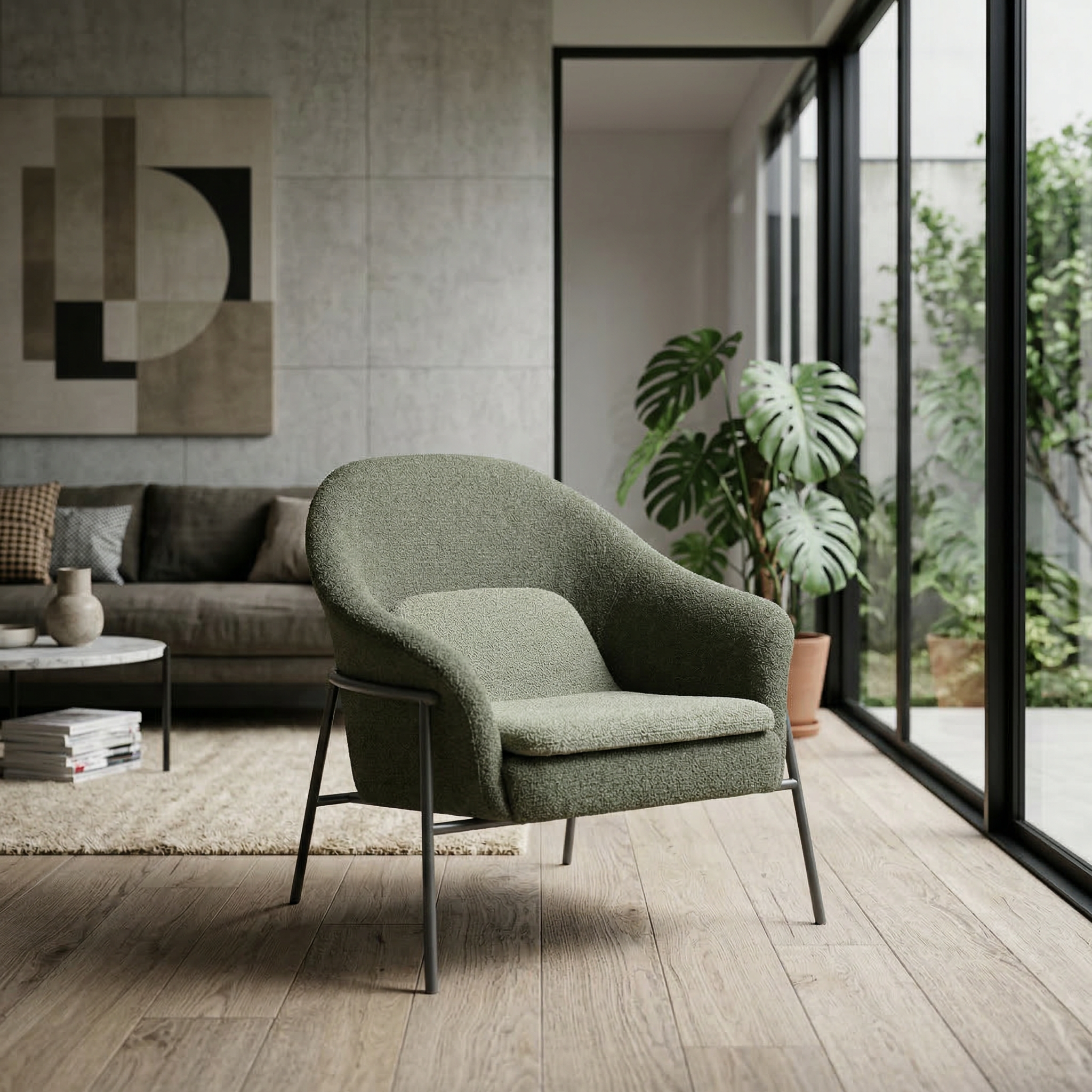 Reece loungestol grönska – framifrån