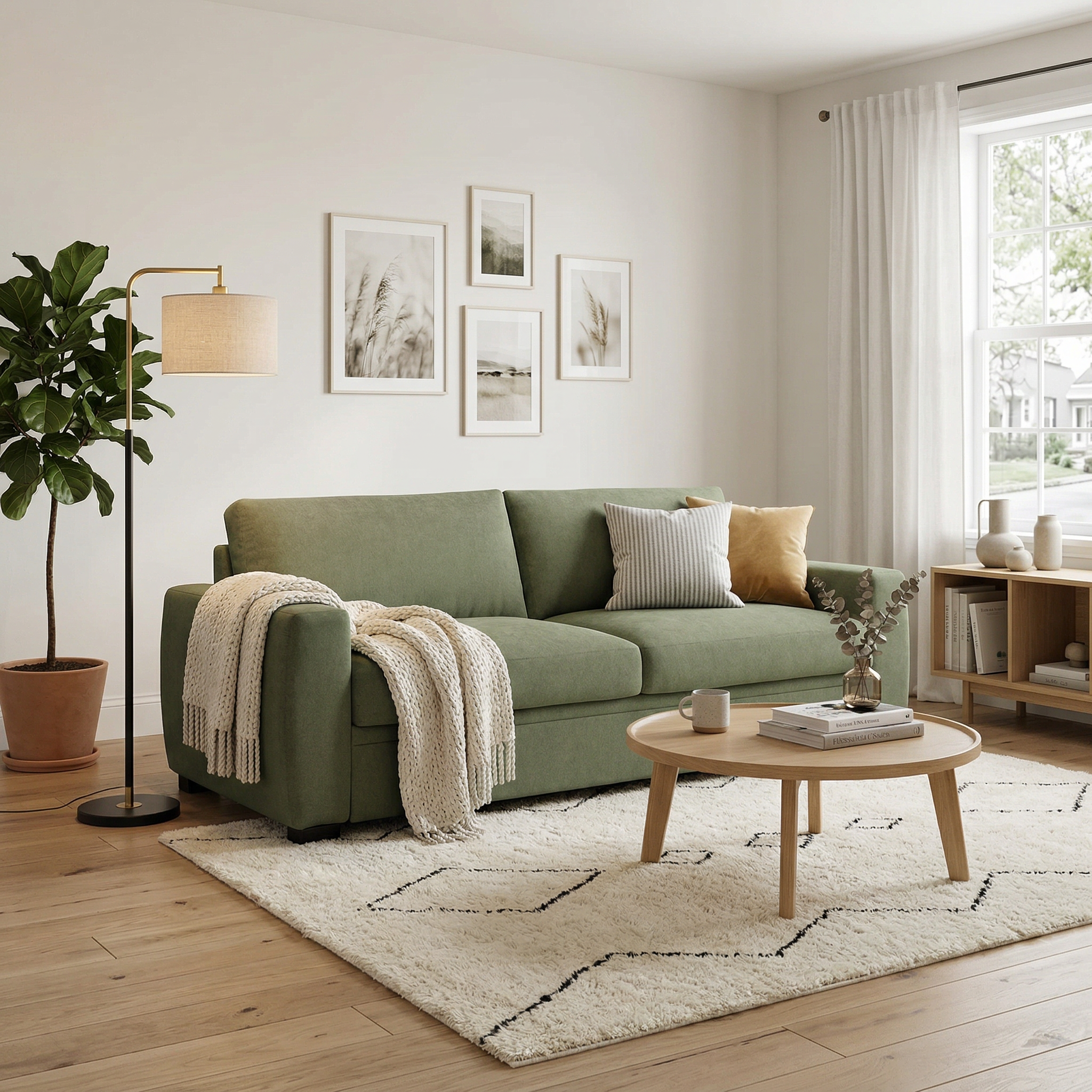 Nordingrå grön bäddsoffa – närbild