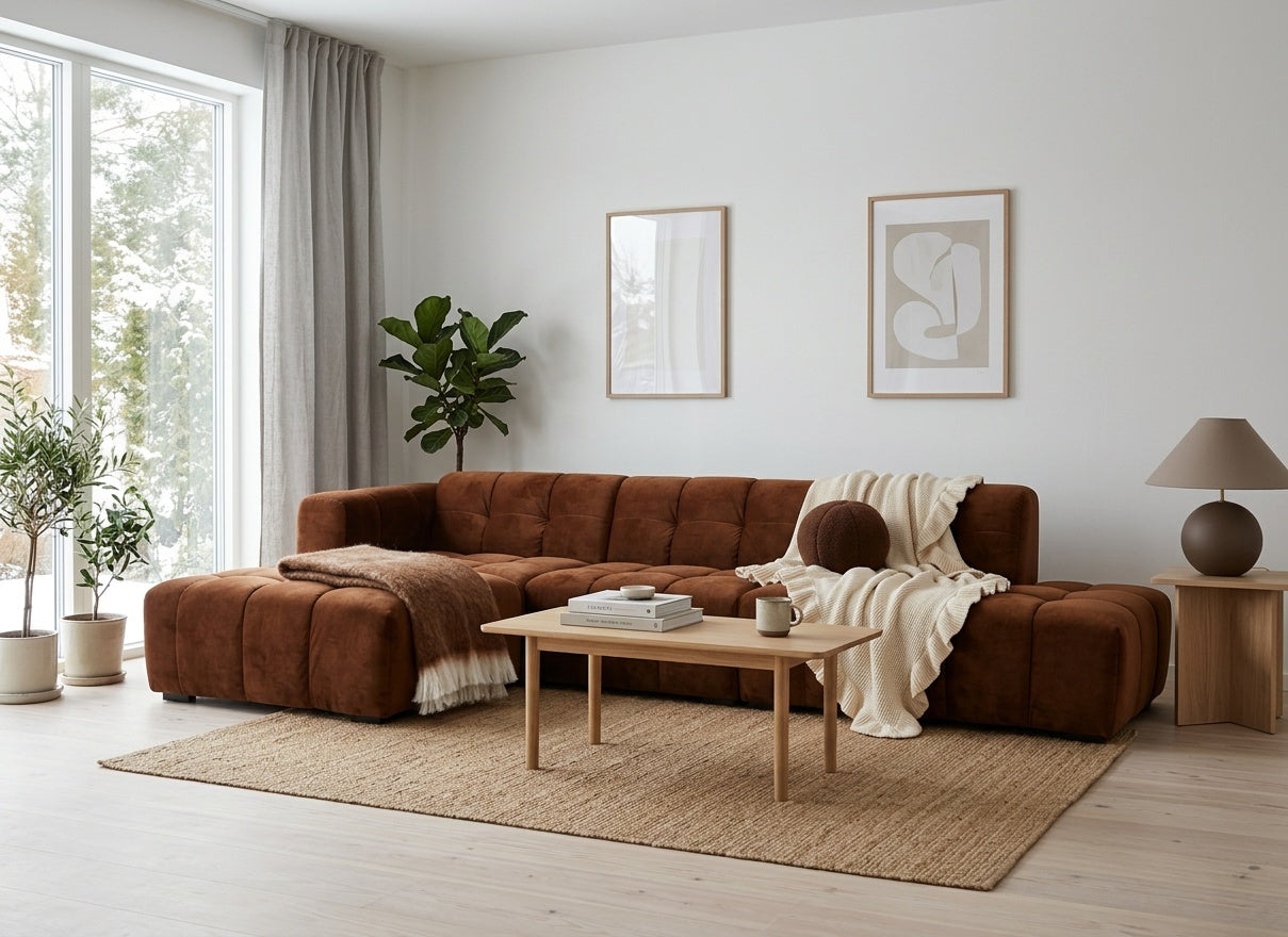 Sälen Modulsoffa rostbrun – närbild