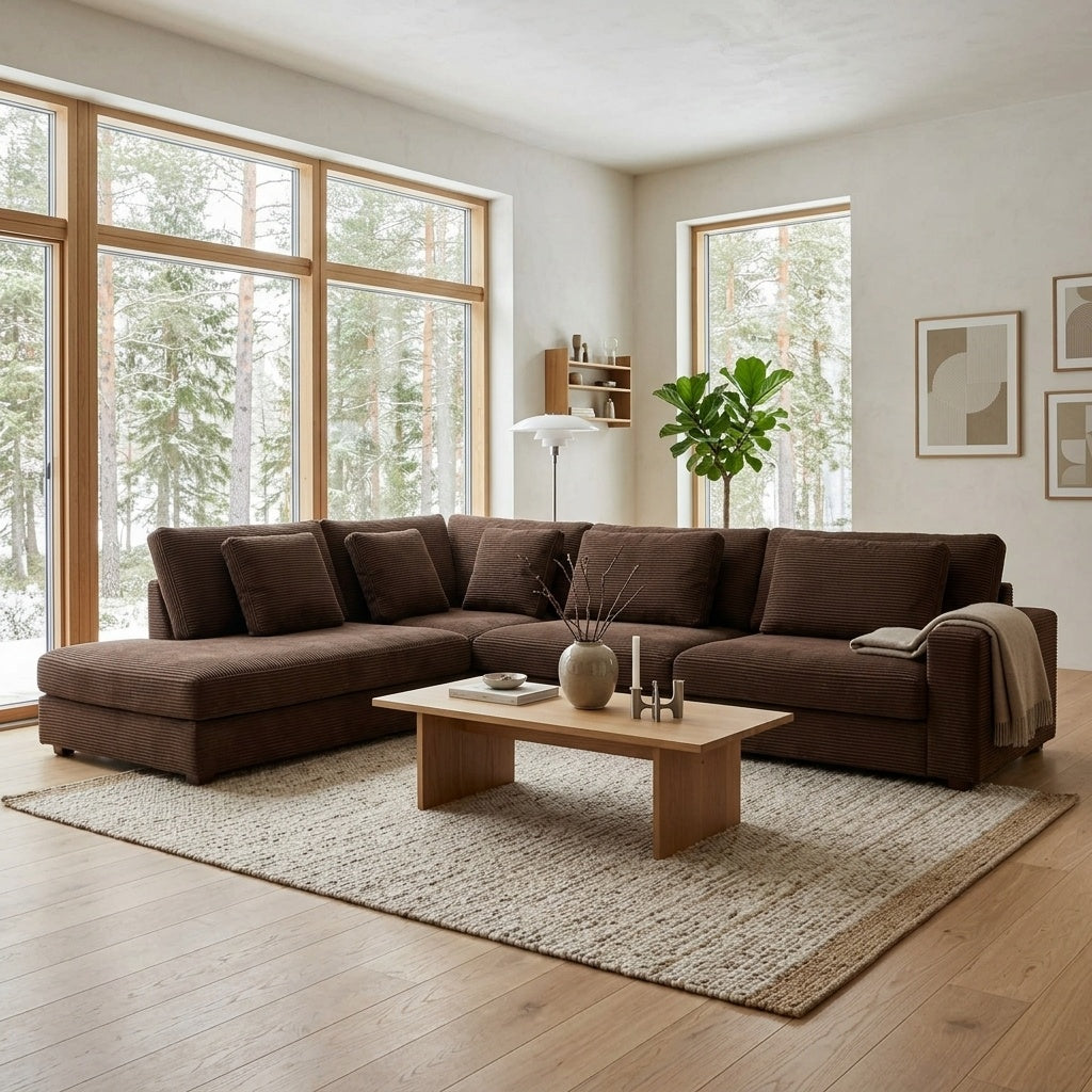 Brun Manchester Duved hörnsoffa med memoryfoam - Softa Home