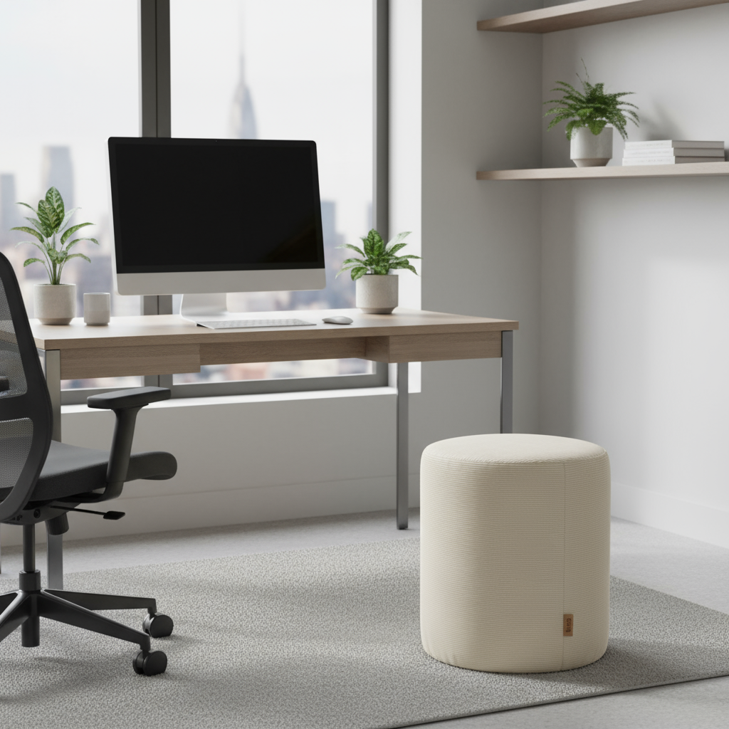 Vit sittpuff / fotpall