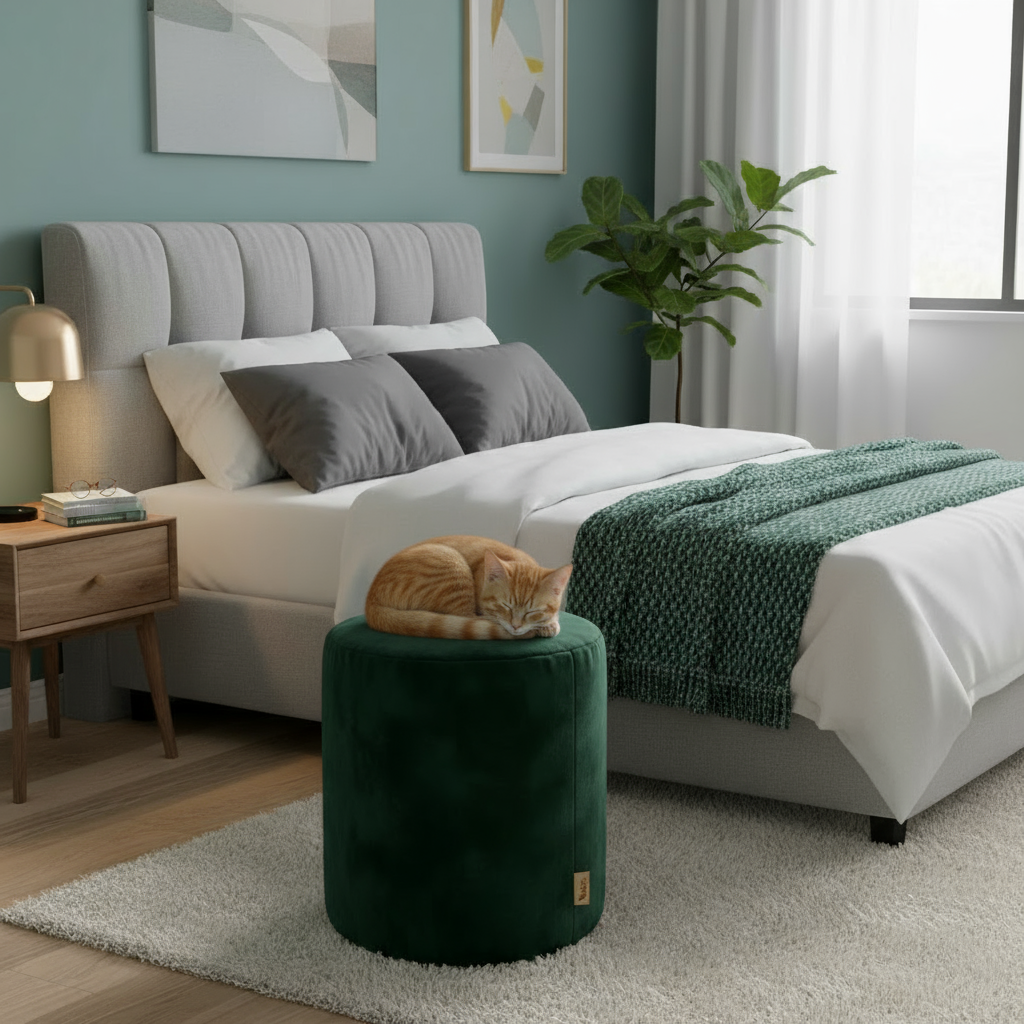 Grön sittpuff / fotpall – detaljbild