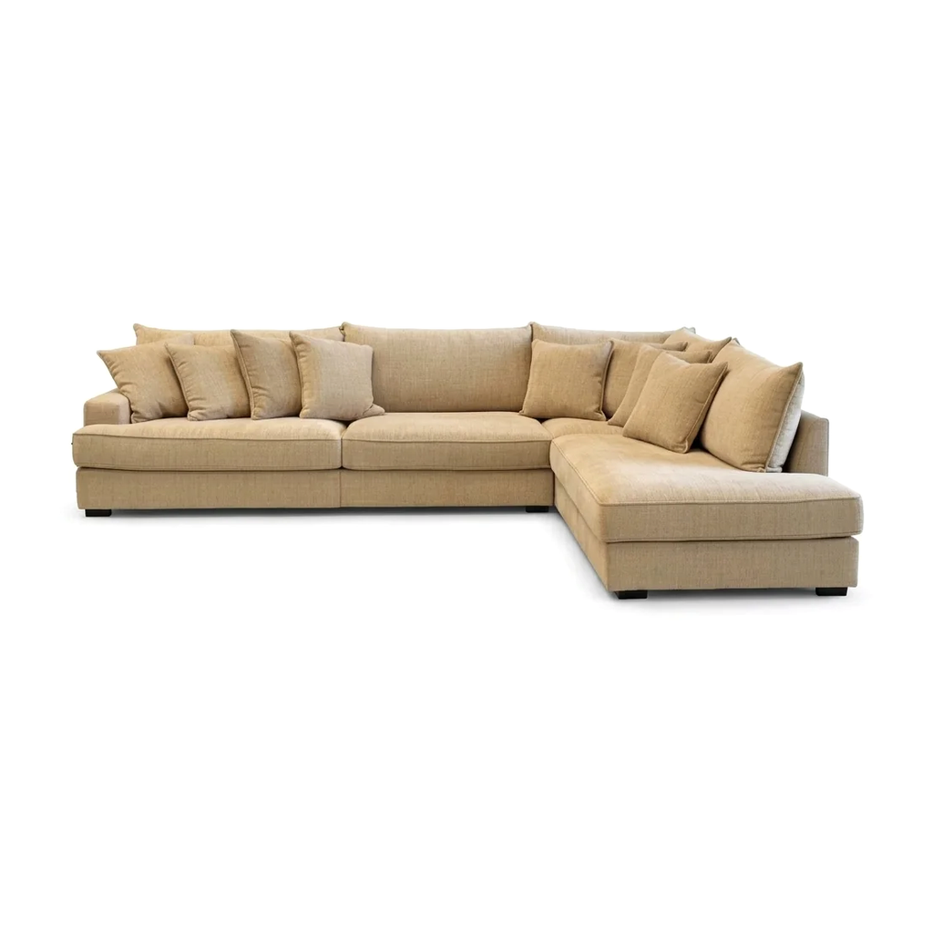 Rozzo hörnsoffa med divan i beige tyg - Softa Home